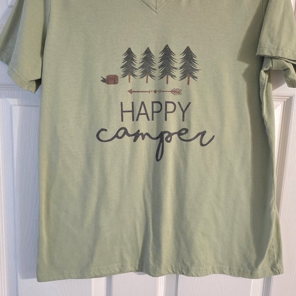 Tops - Green 'Happy Camper' T-Shirt